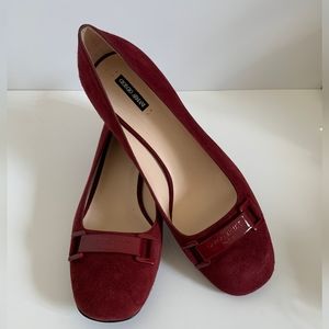 Georgio Armani suede dark red shoes size 6.5 brand new